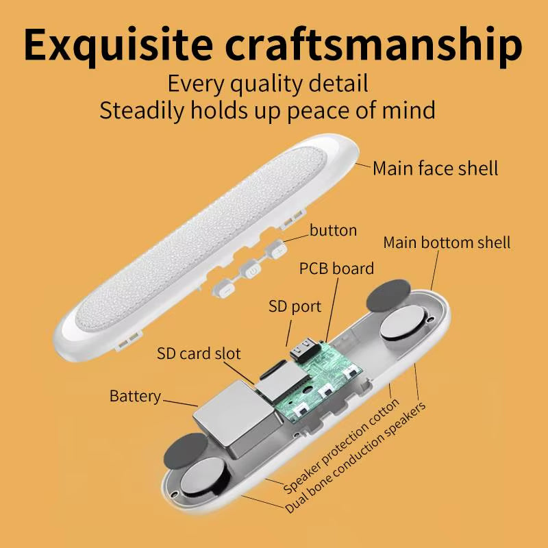 Under Pillow Bone Conduction Speaker Multifunction Stereo Deep Bass Bluetooth 5.3 Mini Speaker for Sleeping