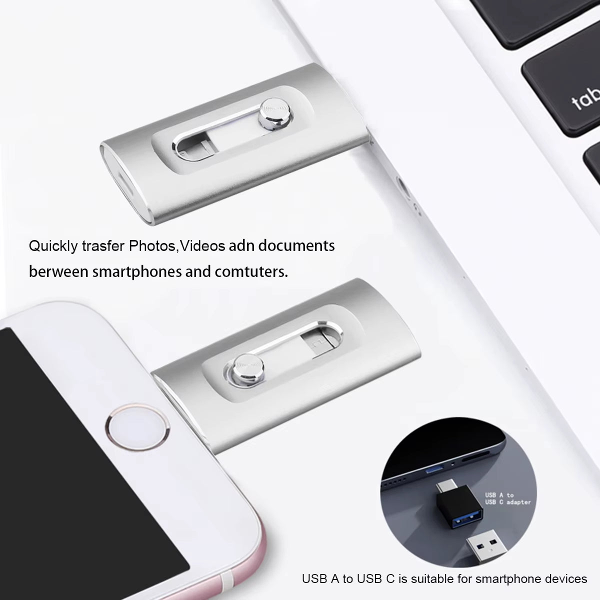 NEW Usb Flash Drive 256GB Micro USB Stick 64GB Pendrive High Speed for Iphone11/12/13/14 Memory Stick 512GB 1TB 2TB Pen Drive