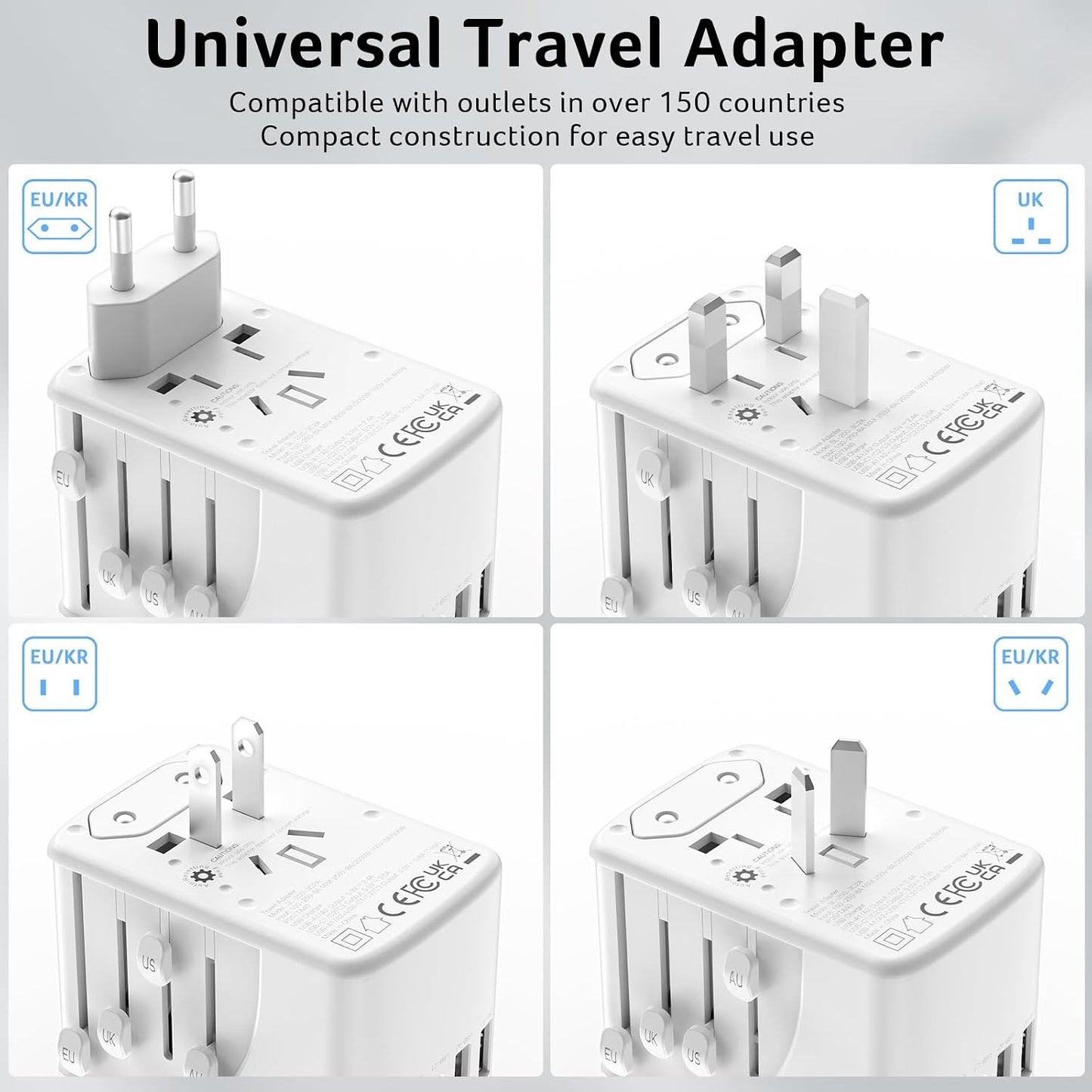 Acer Universal Travel Plug Adapter - Ultimate 6-in-1 Power Solution with 5 USB Ports for Global Adventures