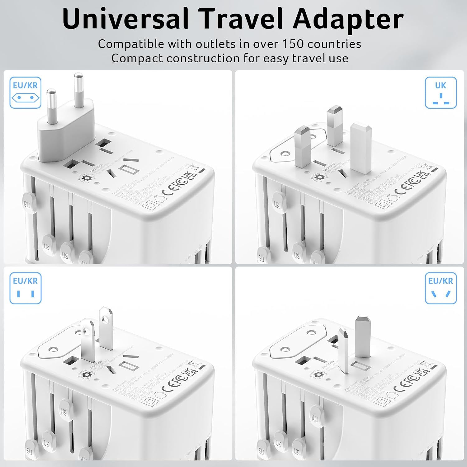 Acer Universal Travel Plug Adapter - Ultimate 6-in-1 Power Solution with 5 USB Ports for Global Adventures