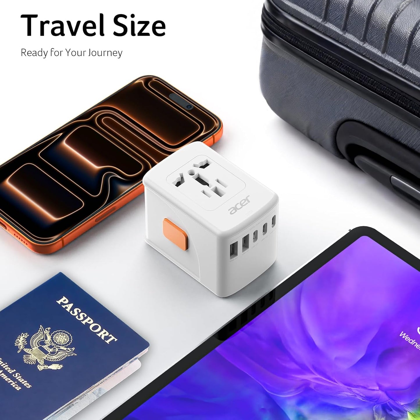 Acer Universal Travel Plug Adapter - Ultimate 6-in-1 Power Solution with 5 USB Ports for Global Adventures