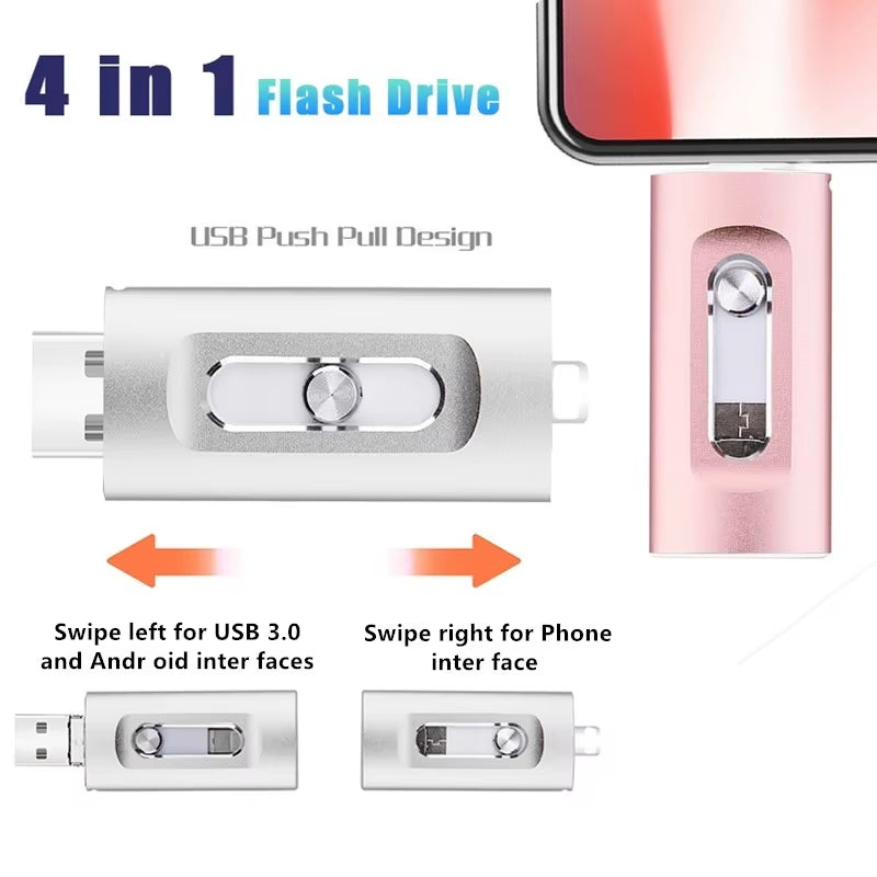 NEW Usb Flash Drive 256GB Micro USB Stick 64GB Pendrive High Speed for Iphone11/12/13/14 Memory Stick 512GB 1TB 2TB Pen Drive
