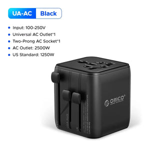 All-in-One 20W GaN Worldwide Travel Adapter - Fast Charging for US, EU, UK, and AU with Dual 10A Fuses