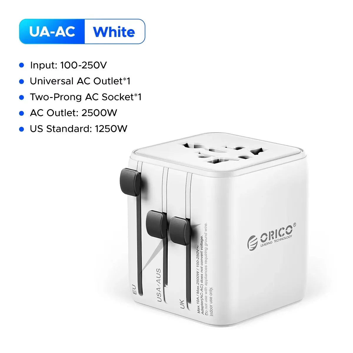All-in-One 20W GaN Worldwide Travel Adapter - Fast Charging for US, EU, UK, and AU with Dual 10A Fuses