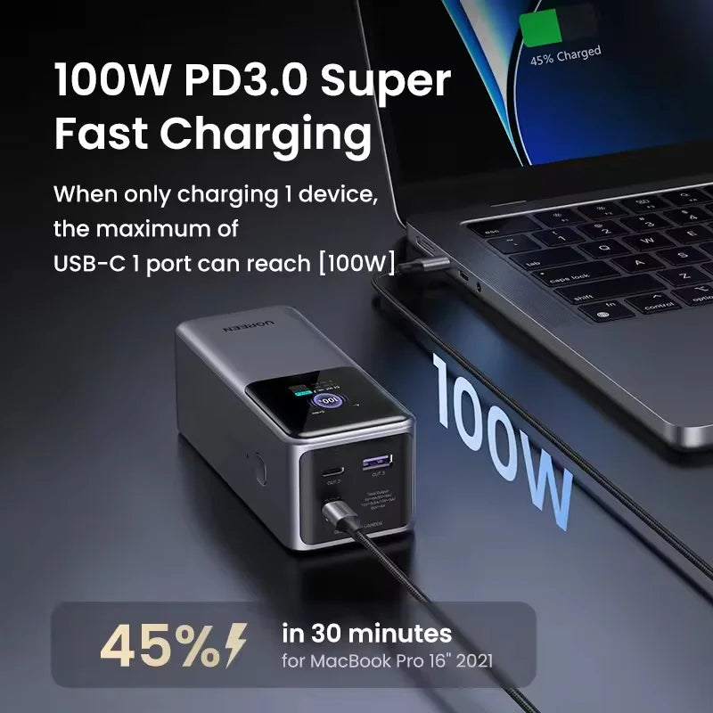 UGREEN Nexode 130W 20000Mah Power Bank Fast Charging for Laptop & Phone High Capacity Travel Office Custom Accessories Hot Selli