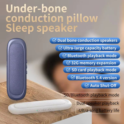 Under Pillow Bone Conduction Speaker Multifunction Stereo Deep Bass Bluetooth 5.3 Mini Speaker for Sleeping