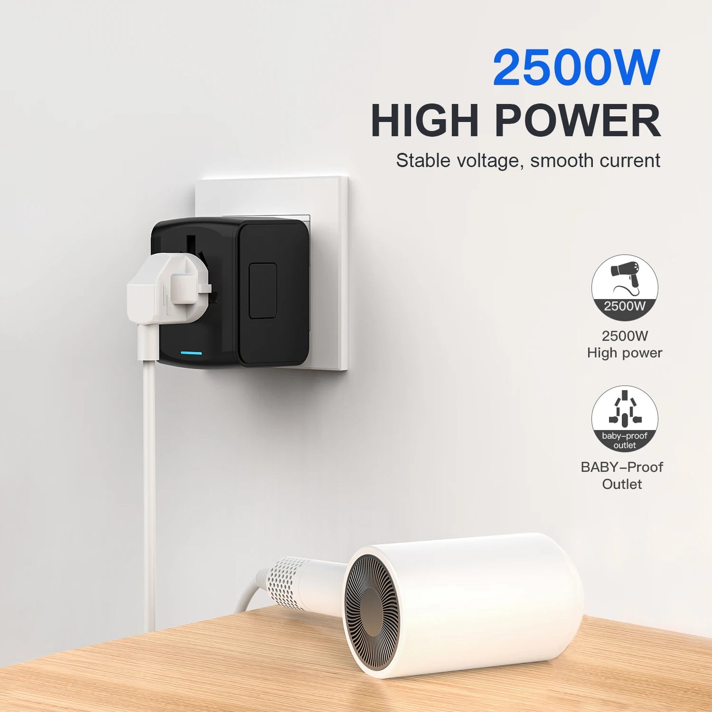 Universal Travel Adapter with High-Speed Charging: 4 USB Ports Including Type-C for Global Use in Europe, UK, US, CA, and AU