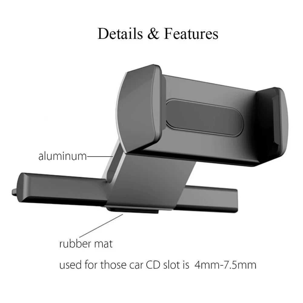 360°Rotation  CD Slot Car Phone Holder Mount for 3.5-6Inch Mobile Phone Car Holder for Iphone 6/7/7 plus for Samsung